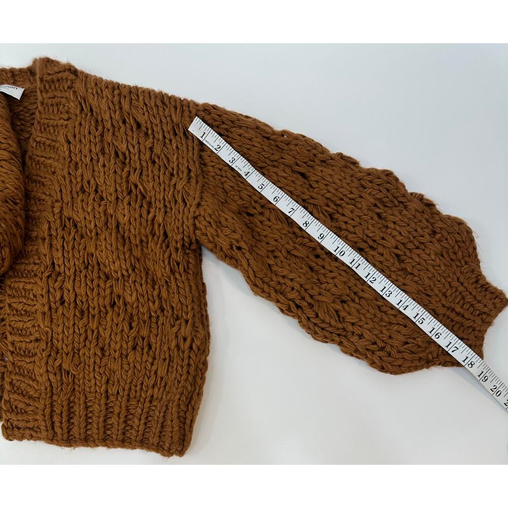 Callahan Knitwear Brown Chunky Knit Open Front Cardigan Sweater Size Small - Picture 8 of 11